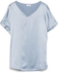 Brunello Cucinelli - V-Neck Short Sleeve Top - Lyst