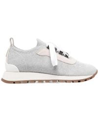 Brunello Cucinelli - Knitted Lace-Up Sneakers - Lyst