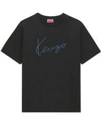 KENZO - Logo Embroidered Crewneck T-Shirt - Lyst