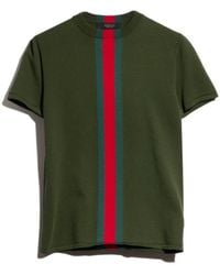 Gucci - Knit Cotton T-Shirt With Web Intarsia - Lyst
