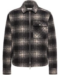 Moncler - Check Jersey Zip-Up Shirt - Lyst
