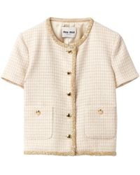Miu Miu - Single-Breasted Tweed Jacket - Lyst
