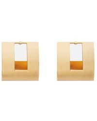 Elisabetta Franchi - Curved Earrings With Logo - Lyst