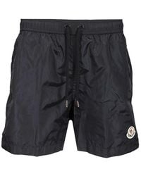 Moncler - Logo Patch Drawstring Swim Shorts - Lyst