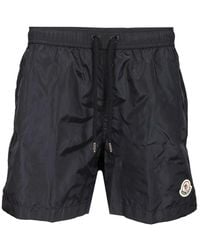 Moncler - Logo Patch Detail Elastic Waist Swim Shorts - Lyst
