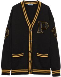 Prada - Wool-Cashmere Varsity Cardigan - Lyst