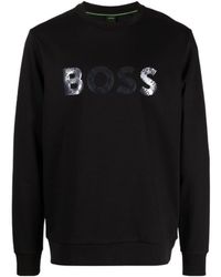 BOSS - Logo-Patch Long-Sleeved Cotton Sweatshirt - Lyst