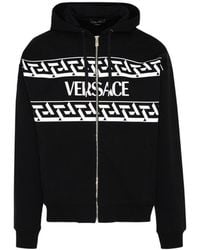 Versace - Logo Printed Hooded Sweatshirt - Lyst