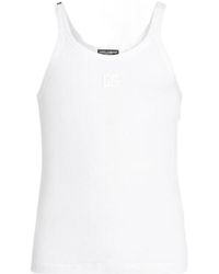 Dolce & Gabbana - Logo Embroidered Sleeveless Tank Top - Lyst