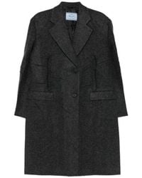 Prada - Single-Breasted Long Coat - Lyst