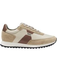 BOSS - Boss Panelled Lace-Up Sneakers - Lyst