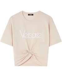 Versace - Safety-Pin Detailed Cropped T-Shirt - Lyst