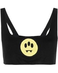 Barrow - Smiley-Face Sleeveless Jersey Cropped Top - Lyst