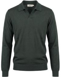 Altea - Long-Sleeve Knitted Polo Shirt - Lyst