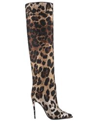 Dolce & Gabbana - Leopard-Printed Jacquard Boots - Lyst