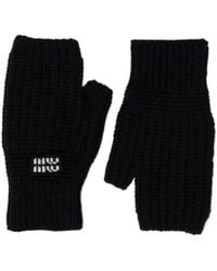 Miu Miu - Wool Logo Gloves - Lyst