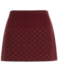 Gucci - Gg Embellished Mini Skirt - Lyst