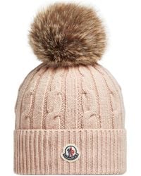 Moncler - Logo Patch Pompom Detailed Beanie - Lyst