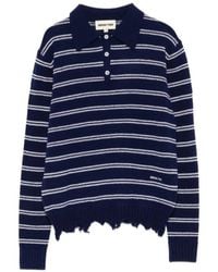 ShuShu/Tong - Striped Distressed-Effect Polo Shirt - Lyst