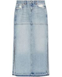 RE/DONE - Side-Slit Distressed Denim Maxi Skirt - Lyst