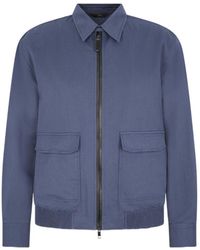 Brioni - Short Linen And Cotton Shirt Collar Jacket - Lyst