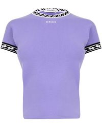 Versace - Round Neck Knit Short Sleeve Top - Lyst