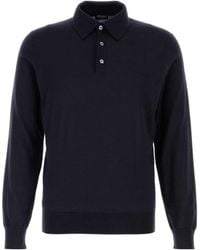 ZEGNA - Long-Sleeved Knitted Polo Shirt - Lyst