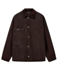 Emporio Armani - Cotton Caban Coat With A Corduroy Collar And Patch Pockets - Lyst