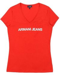 Armani Jeans - V-Neck Logo T-Shirt - Lyst
