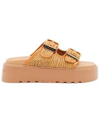 Casadei - Leather Fabric Sandals - Lyst