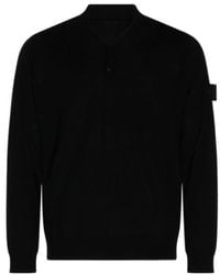 Stone Island - Long-Sleeved Knit Polo Shirt - Lyst