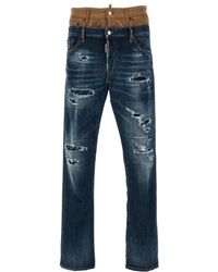 DSquared² - Double Waisted Straight Leg Jeans - Lyst