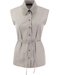 Fabiana Filippi - Bead-Embellished Poplin Blouse - Lyst