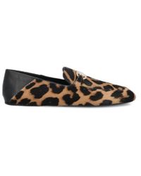 Ferragamo - Leopard Printed Slip-On Flat Shoes - Lyst