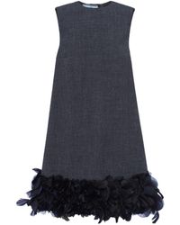 Prada - Embroidered Wool Mini-Dress - Lyst