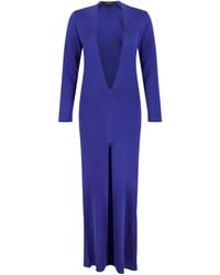 Tom Ford - Plunging-Neckline Front-Slit Maxi Dress - Lyst