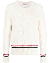 Thom Browne - Rwb-Stripe Cable Knit Jumper - Lyst