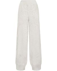 Brunello Cucinelli - Linen And Cotton Dazzling Water Lillies Knit Track Trousers - Lyst