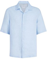 Brunello Cucinelli - Linen Easy Fit Short-Sleeve Shirt With Camp Collar - Lyst