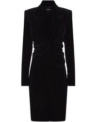 Tom Ford - Plunging V-Neck Velvet Midi Dress - Lyst