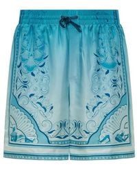 CASABLANCA - Printed Silk Shorts - Lyst