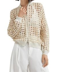 Brunello Cucinelli - Crochet-Knit Zip-Up Jacket - Lyst