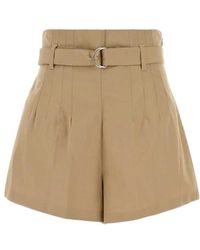 Prada - Belted Pleated Shorts - Lyst
