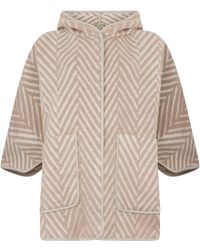 Peserico - Herringbone Straight Hem Hooded Cape - Lyst