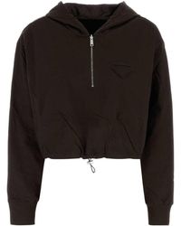 Prada - Half-Zipped Drawstring Hoodie - Lyst