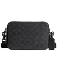COACH - Zipped Leather Messenger Bag - Lyst