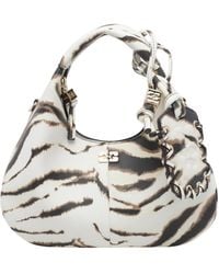 Ganni - Mini Zebra Hobo Shoulder Bag - Lyst