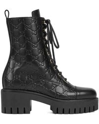 Gucci - Lace-Up Ankle Boot With Gg, Size 35 It - Lyst
