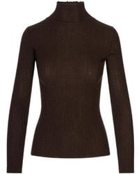 Agnona - Ribbed-Knit Scalloped-Edge Sweater - Lyst