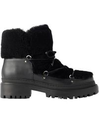 Yves Salomon - Lace-Detailed Shearling-Trimmed Leather Ankle Boots - Lyst
